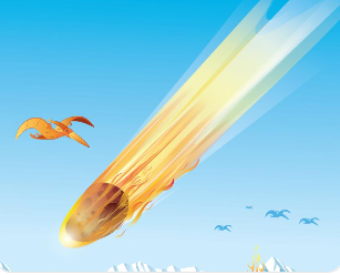 공룡 멸종을 일으킨 소행성 충돌을 묘사한 이미지