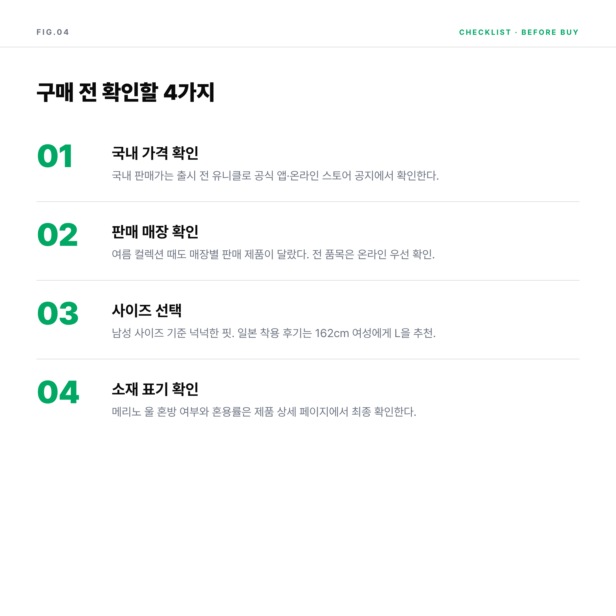 2026 유니클로 F.RISSO 니트 구매 전 확인 체크리스트 4단계