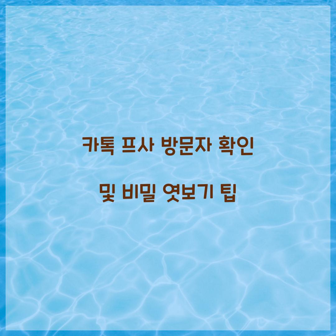 카톡 프사 방문자 확인