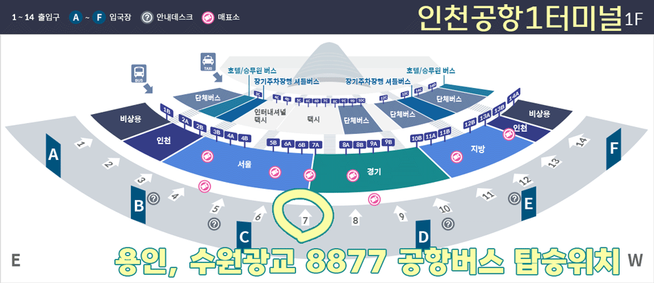 인천공항 수원광교 용인 8877 리무진 버스 타는 곳