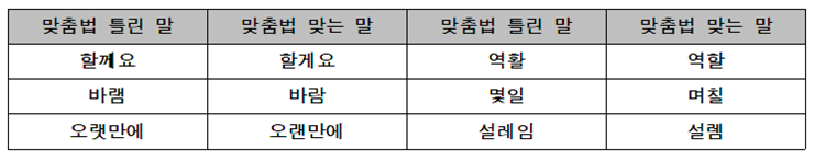 자주-틀리는-맞춤법-정리표