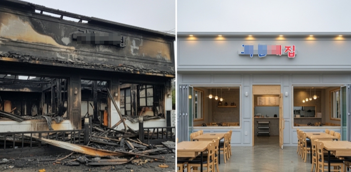 서천군 화재복구 공사 전후 사진 비교