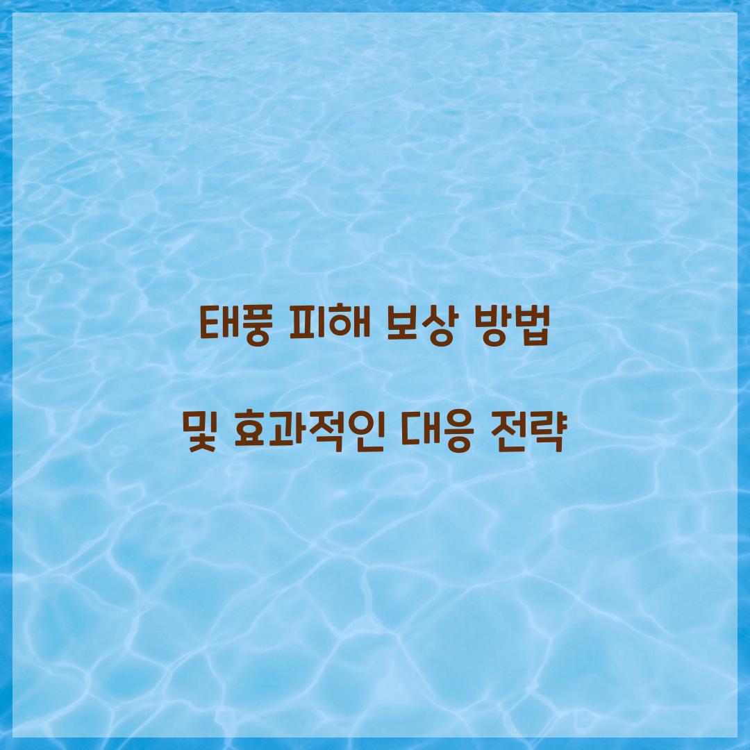 태풍 피해 보상 방법