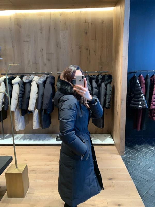 맥케이지 케일린 블랙 퍼 다운 롱 패딩 KAILYN BXZ 벨트 파카