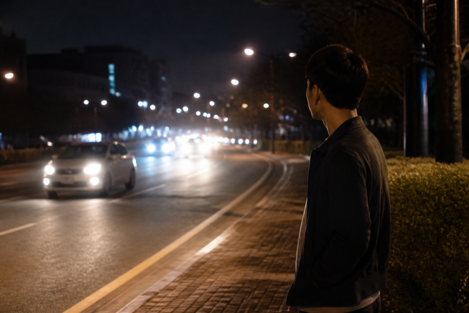 야간 불빛 번짐을 느끼는 상황