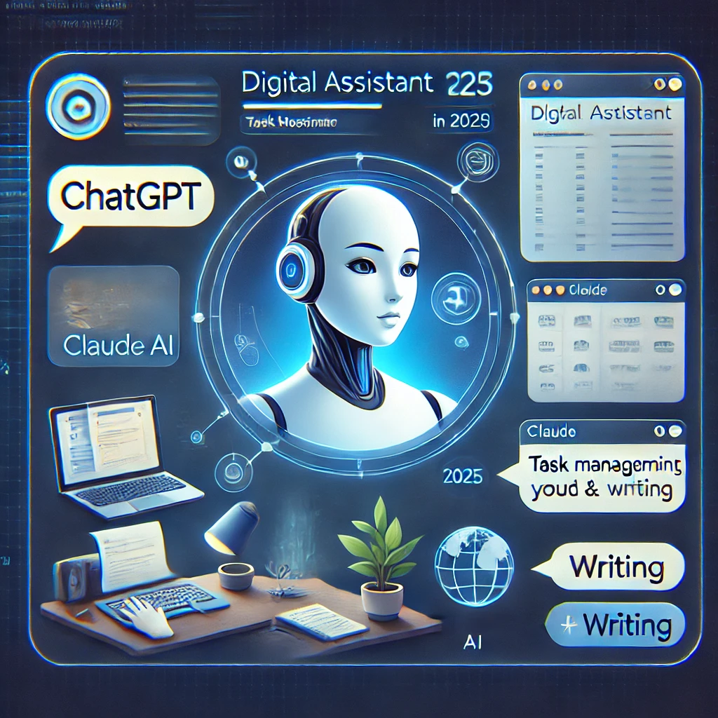 AI 비서가 작업 관리와 글쓰기 지원을 제공하는 디지털 인터페이스