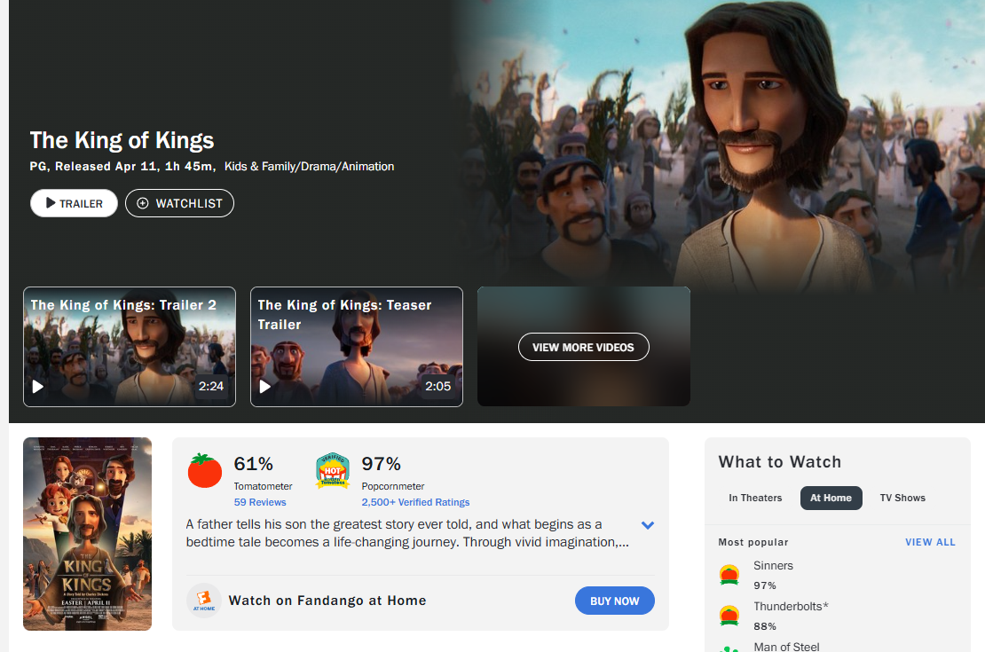 킹오브킹스, 로튼토마토 98% 점수