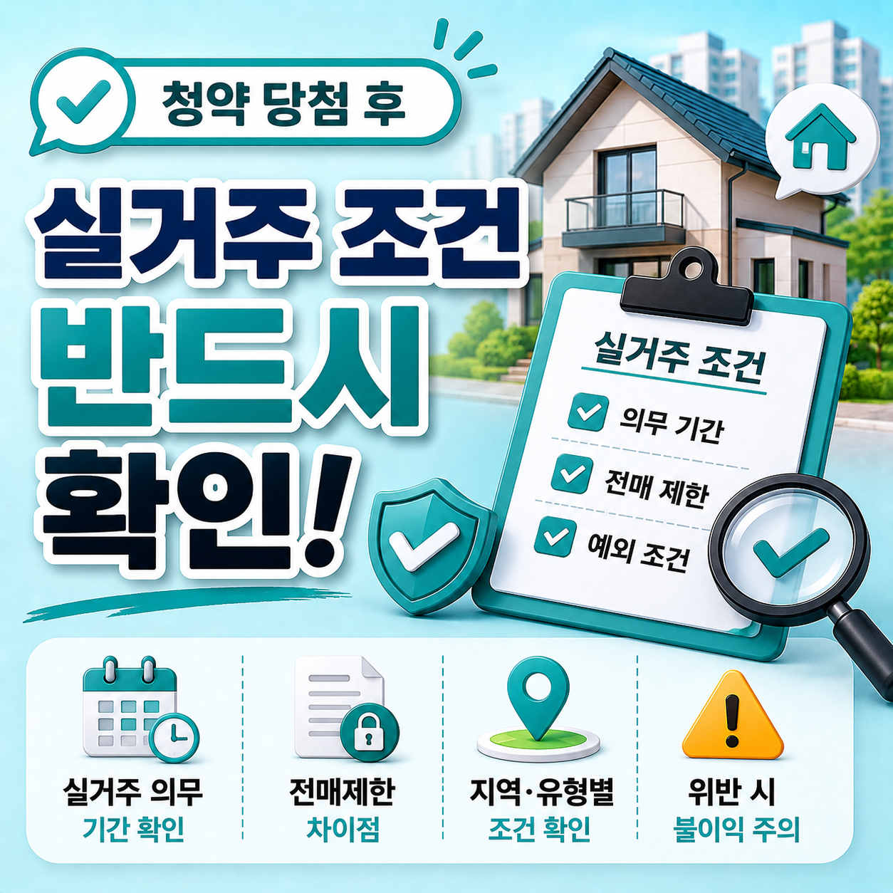 청약 당첨 후 실거주 조건 확인 안내