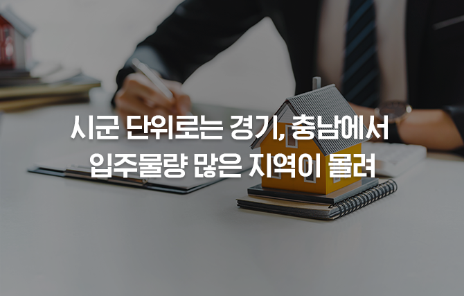 경기, 충남에 입주물량 많은 지역