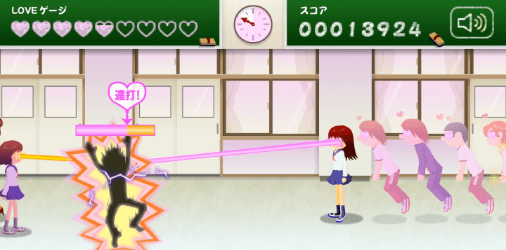 눈빛-보내기-플래시게임-플레이-두명의-여학생이-남학생을-유혹하기-위해-눈빛을-보내며-경쟁하는-화면