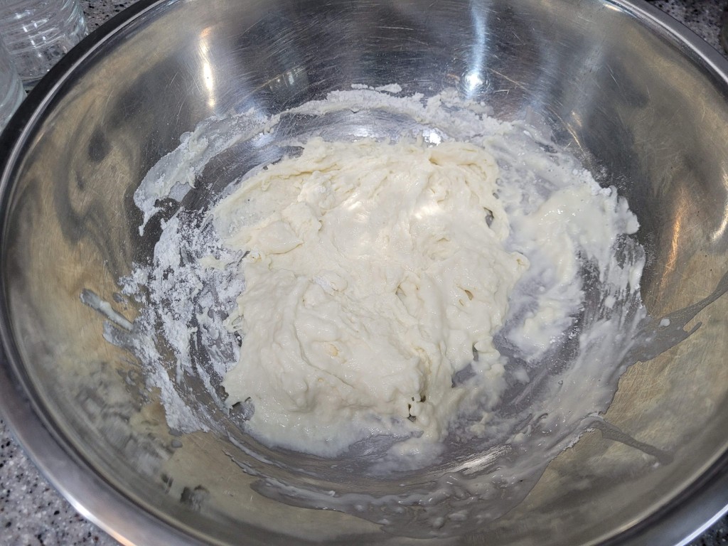 되직하게 만든 김치전 반죽 상태