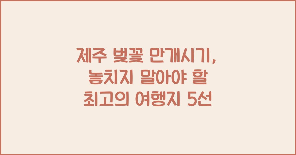 제주 벚꽃 만개시기