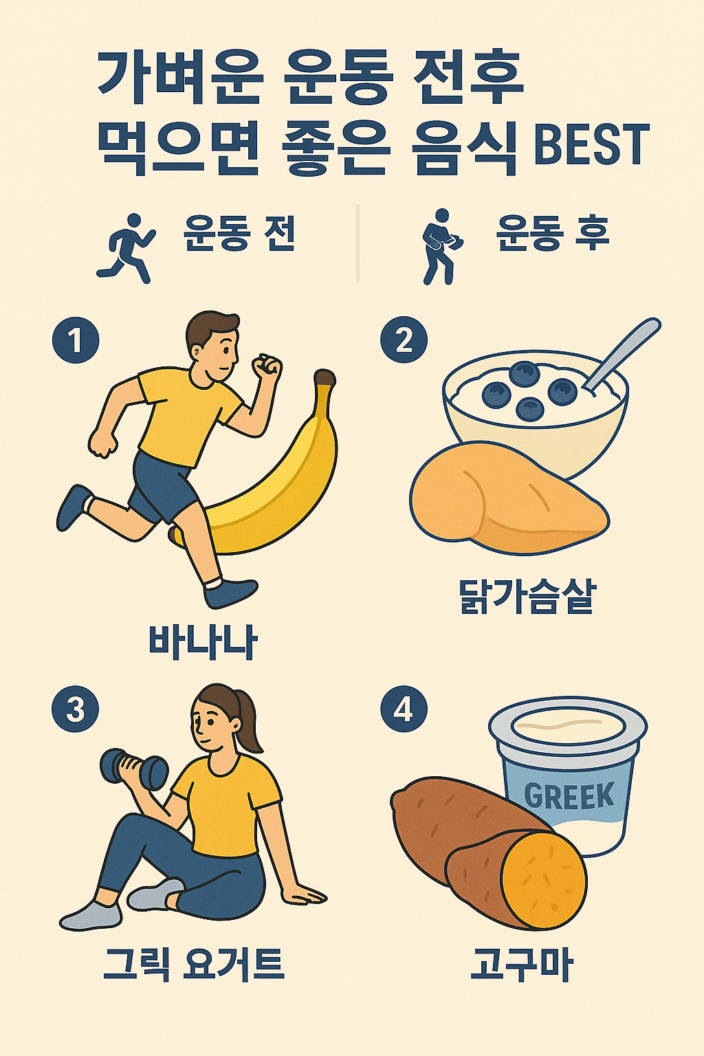 가벼운 운동 전후 먹으면 좋은 음식 BEST 5