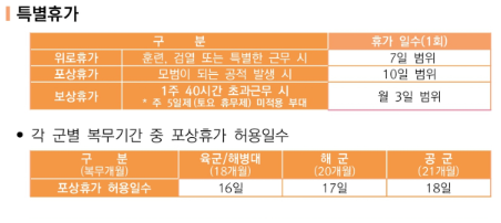 병사 휴가 일자
