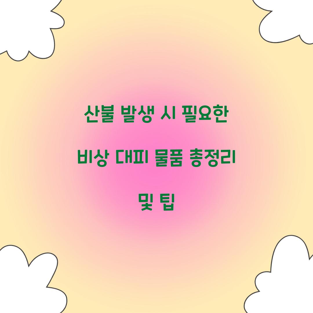 산불 발생 시 필요한 비상 대피 물품
