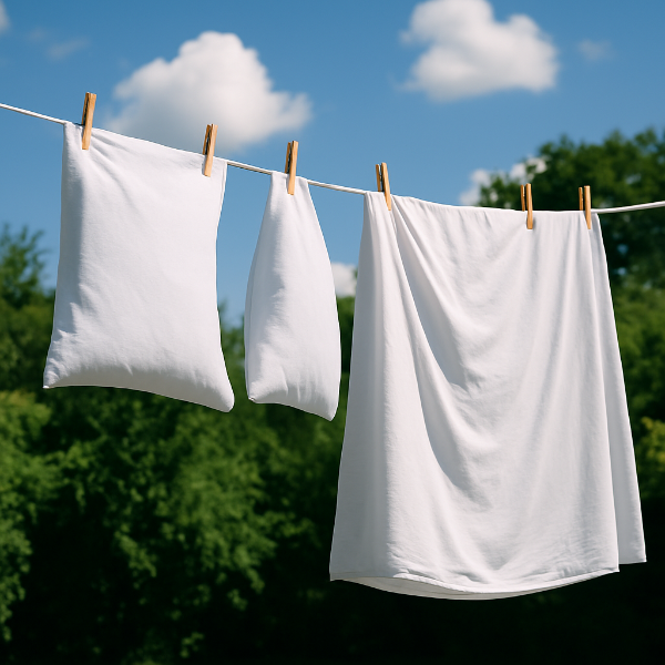 침구류 세탁후 건조하는 사진