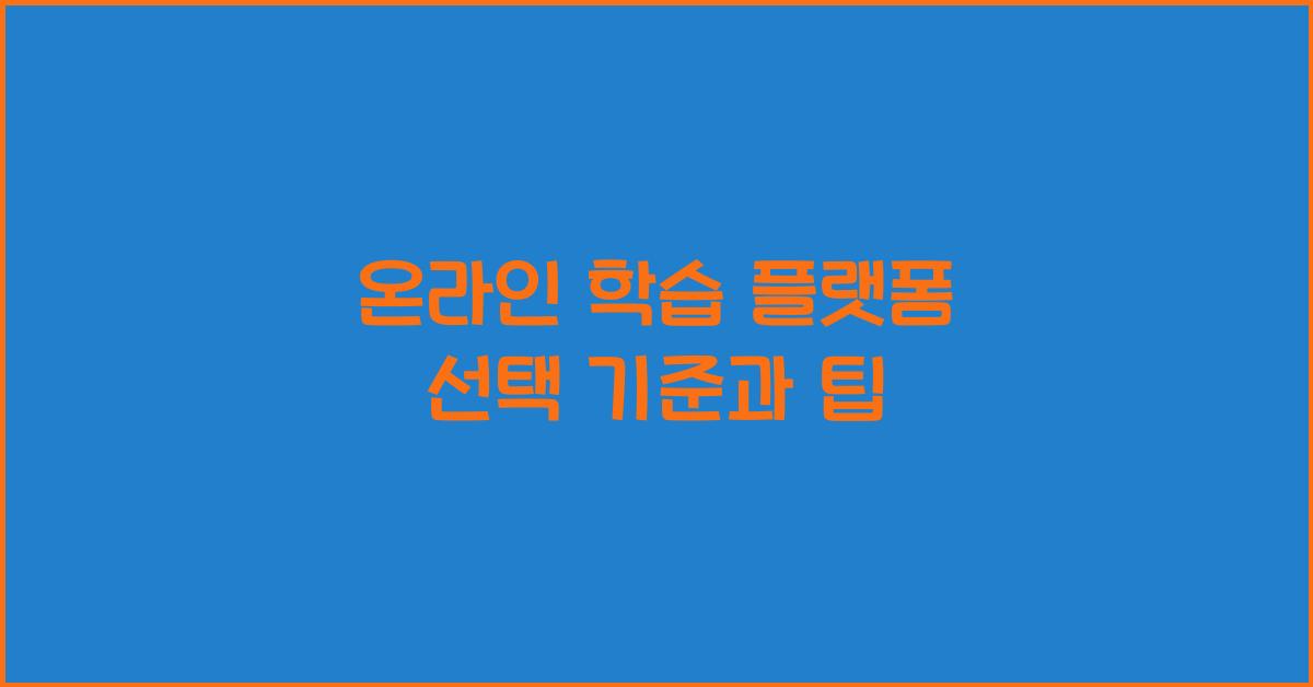 온라인 학습 플랫폼