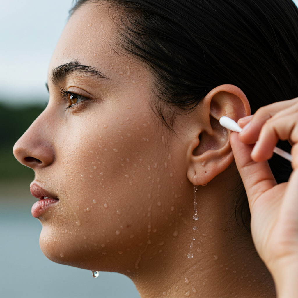 외이도염 예방을 위해 귀에 들어간 물을 올바르게 빼내는 방법