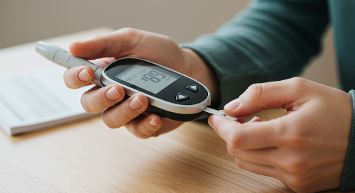 당뇨 검사기를 사용해서 혈당 체크