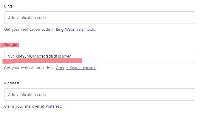워드프레스-관리자메뉴에서-구글메타태그-입력완료