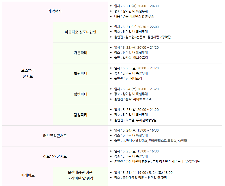 울산대공원 장미축제 행사일정4