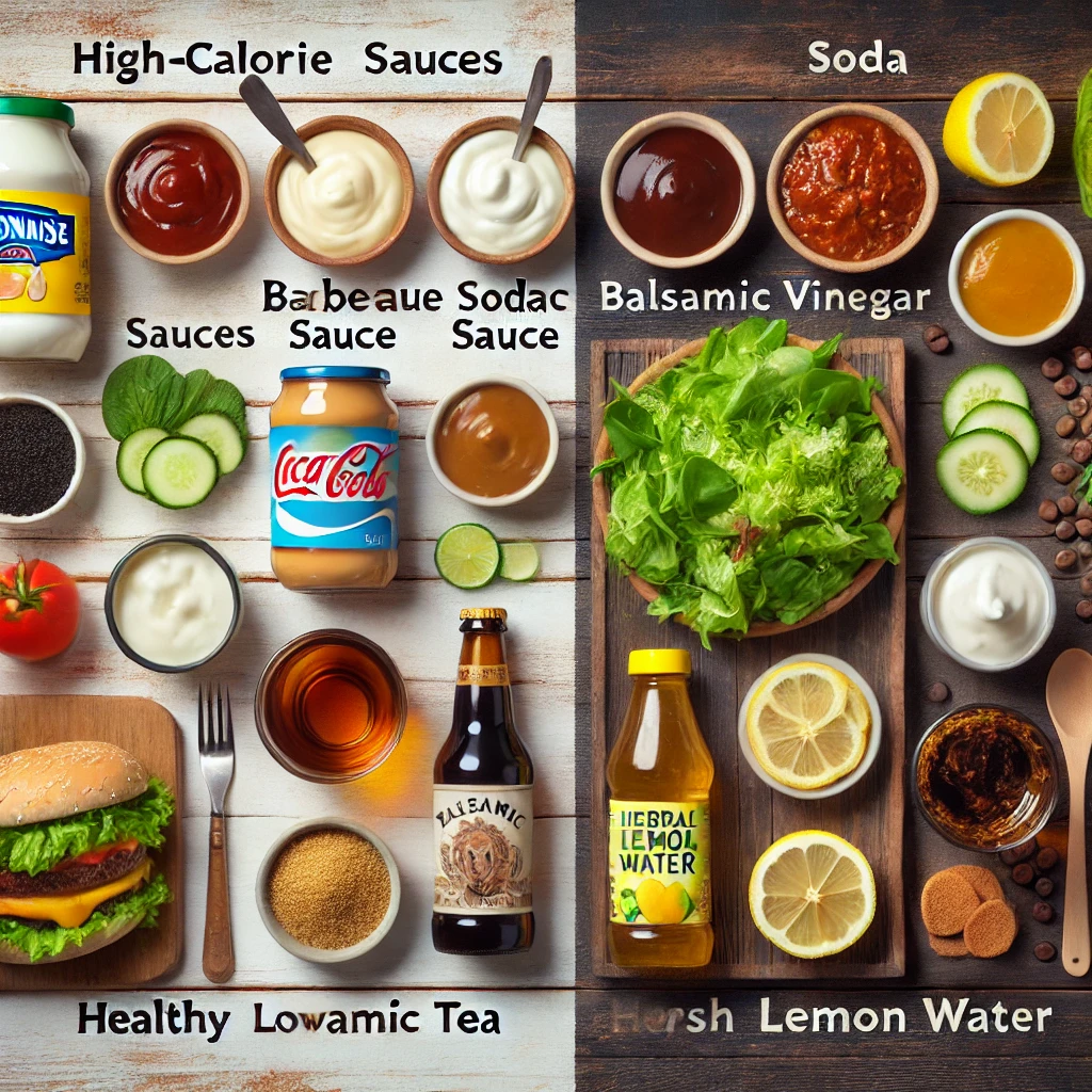 칼로리 높은 소스와 음료