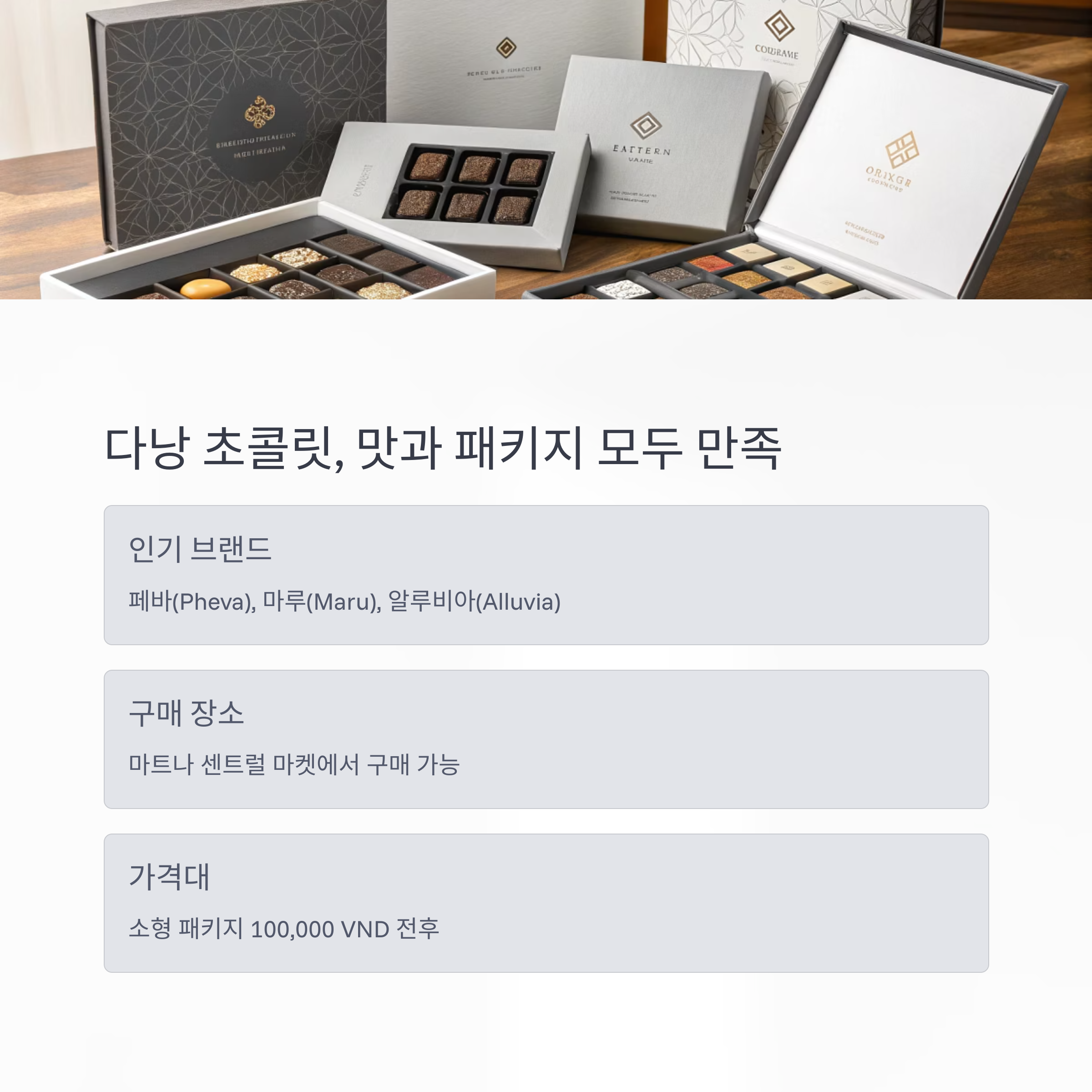 다낭 초콜릿, 맛과 패키지 모두 만족