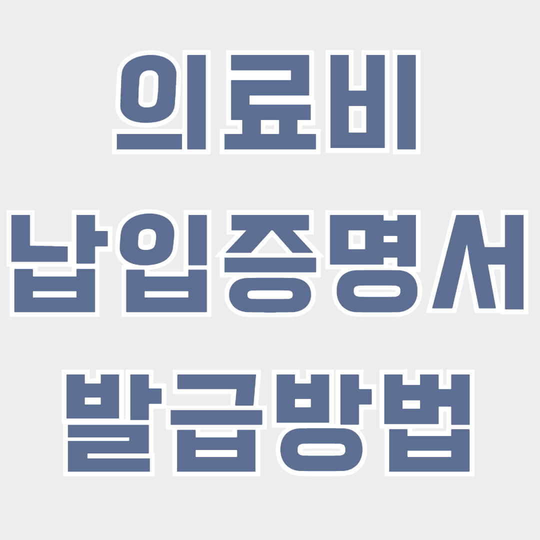 의료비 납입 증명서 발급방법