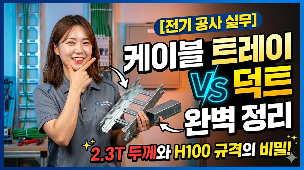 전기 공사 실무 배관 자재 케이블 트레이와 케이블 덕트 차이점 및 2.3T 두께 H100 규격 선정 기준 완벽 정리