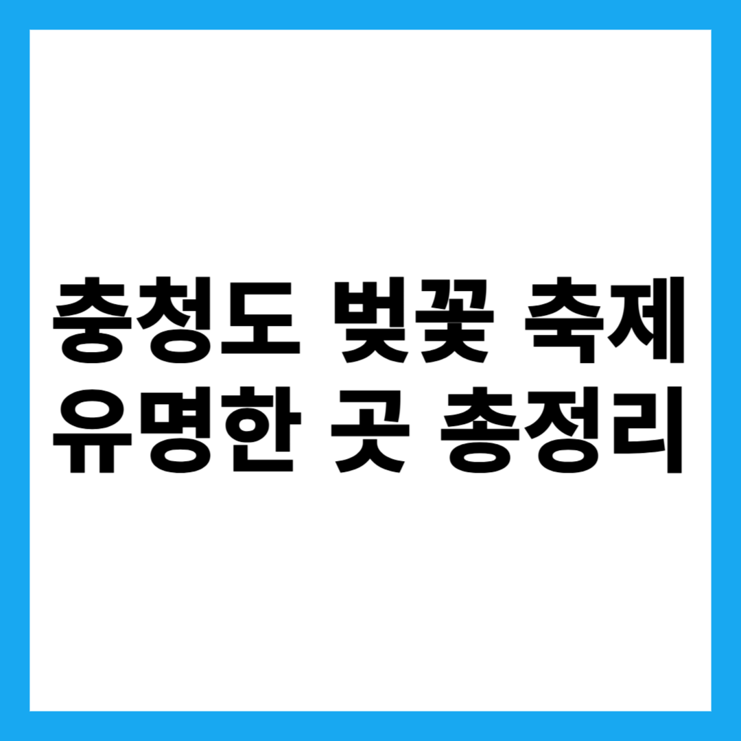 충청도 벚꽃 축제 유명한 곳 총정리