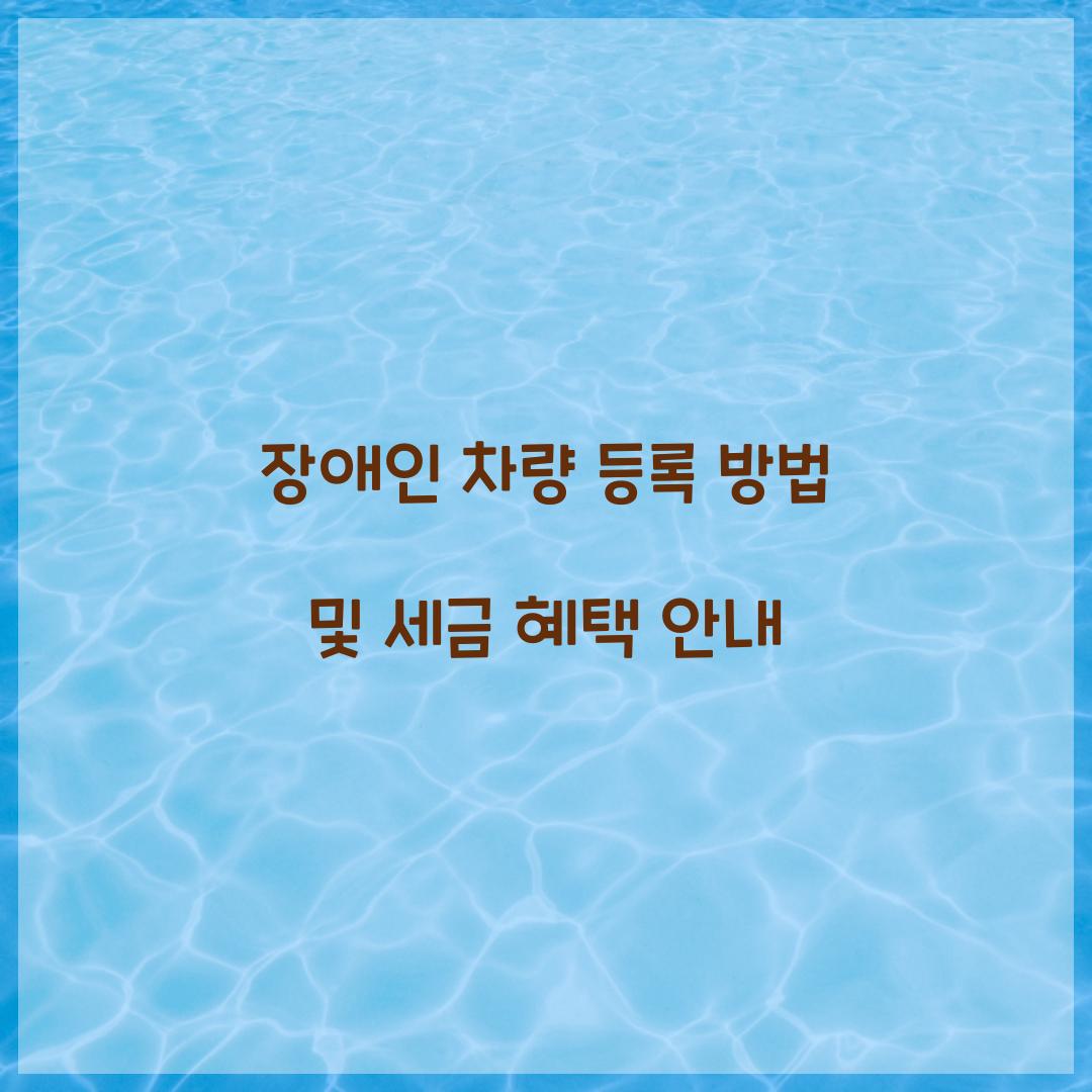 장애인 차량 등록