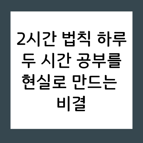 2시간 법칙 하루 두 시간 공부를 현실로 만드는 비결