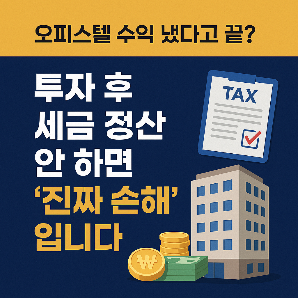 오피스텔 수익 냈다고 끝? 투자 후 세금 정산 안 하면 '진짜 손해'입니다