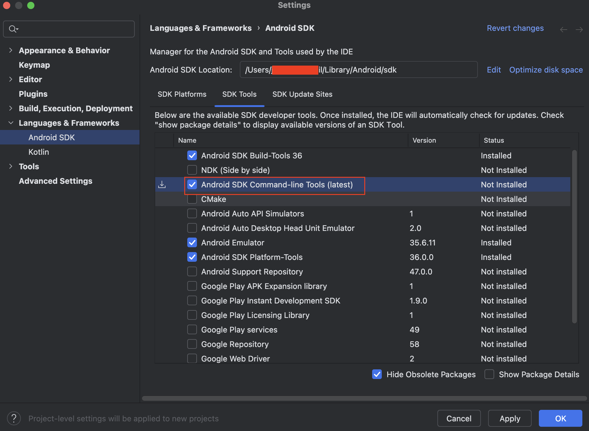 Android SDK Command-line Tools (latest) 설치