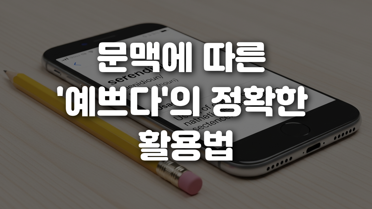 문맥에 따른 예쁘다 의 정확한 활용법