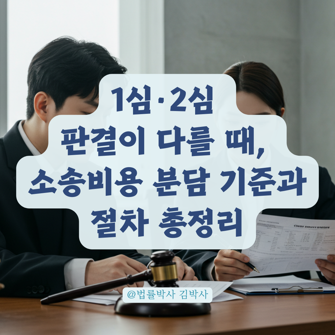 1심&middot;2심 판결이 다를 때, 소송비용은 어떻게 나눠지는지 기준 상황별 정리.