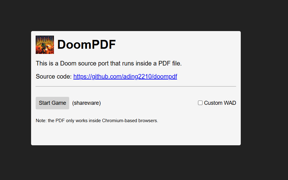 PDF 파일에서 DOOM 게임을 할 수 있다. 캡처 1