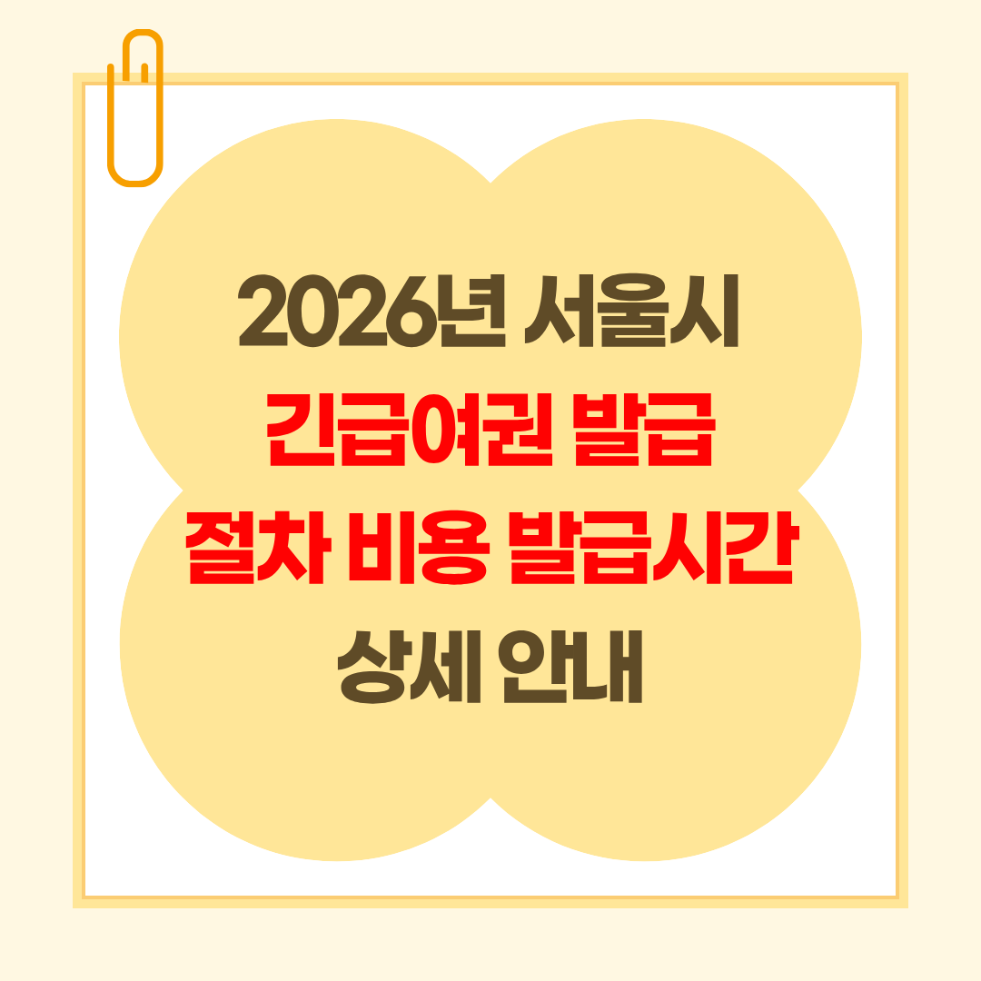 2026년 서울시 긴급여권 발급 절차 비용 발급시간 상세 안내