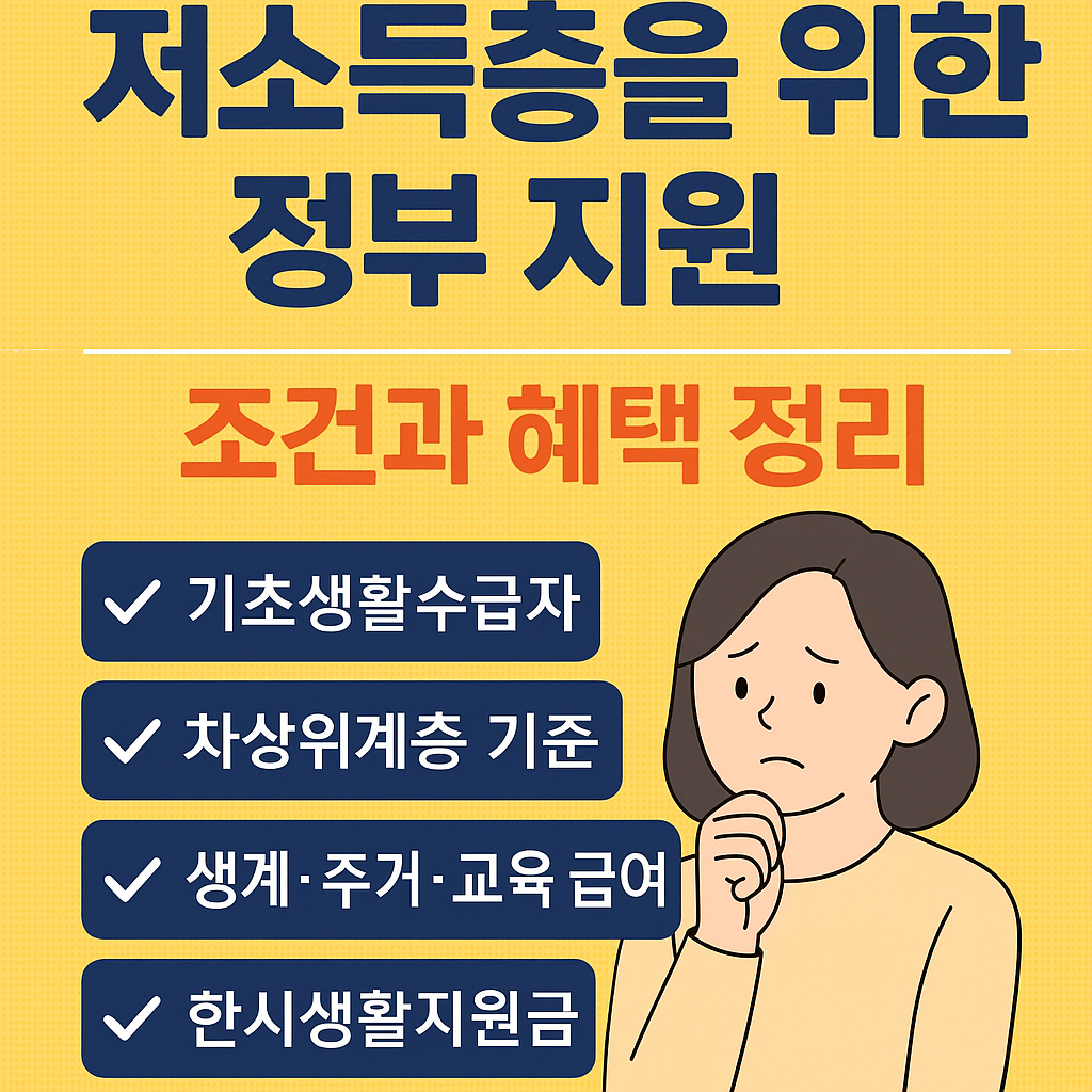 저소득층을 위한 정부 지원 조건과 혜택 정리