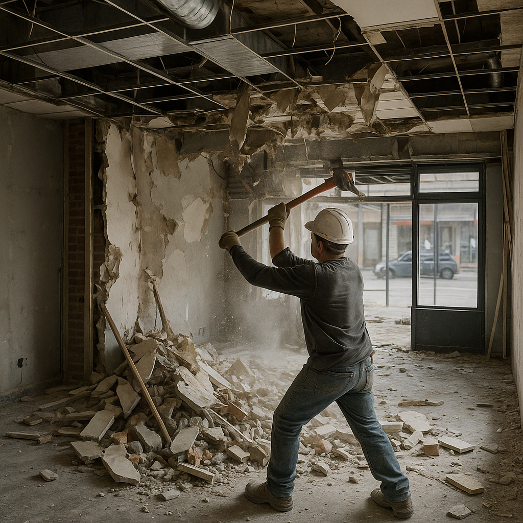 상가인테리어 철거하는사진