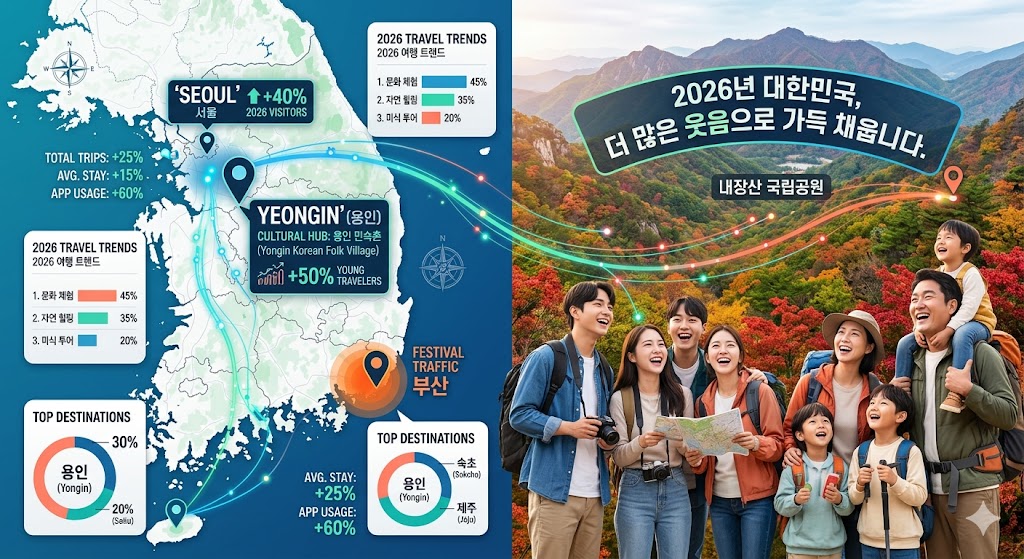 2026년 국내 여행은 짧고 굵게, 가족이나 취향 맞는 동행과 함께하는 것이 대세입니다.