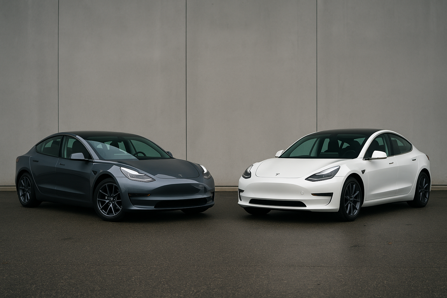 테슬라 차량 두 대의 사진