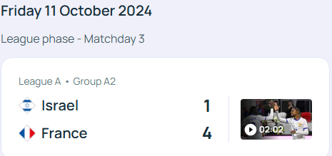 독일 프랑스 축구 UEFA 네이션스리그 3-4위전