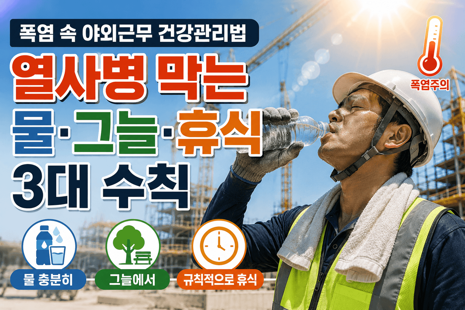 폭염 속 야외근무 건강관리법: 열사병 막는 물·그늘·휴식 3대 수칙