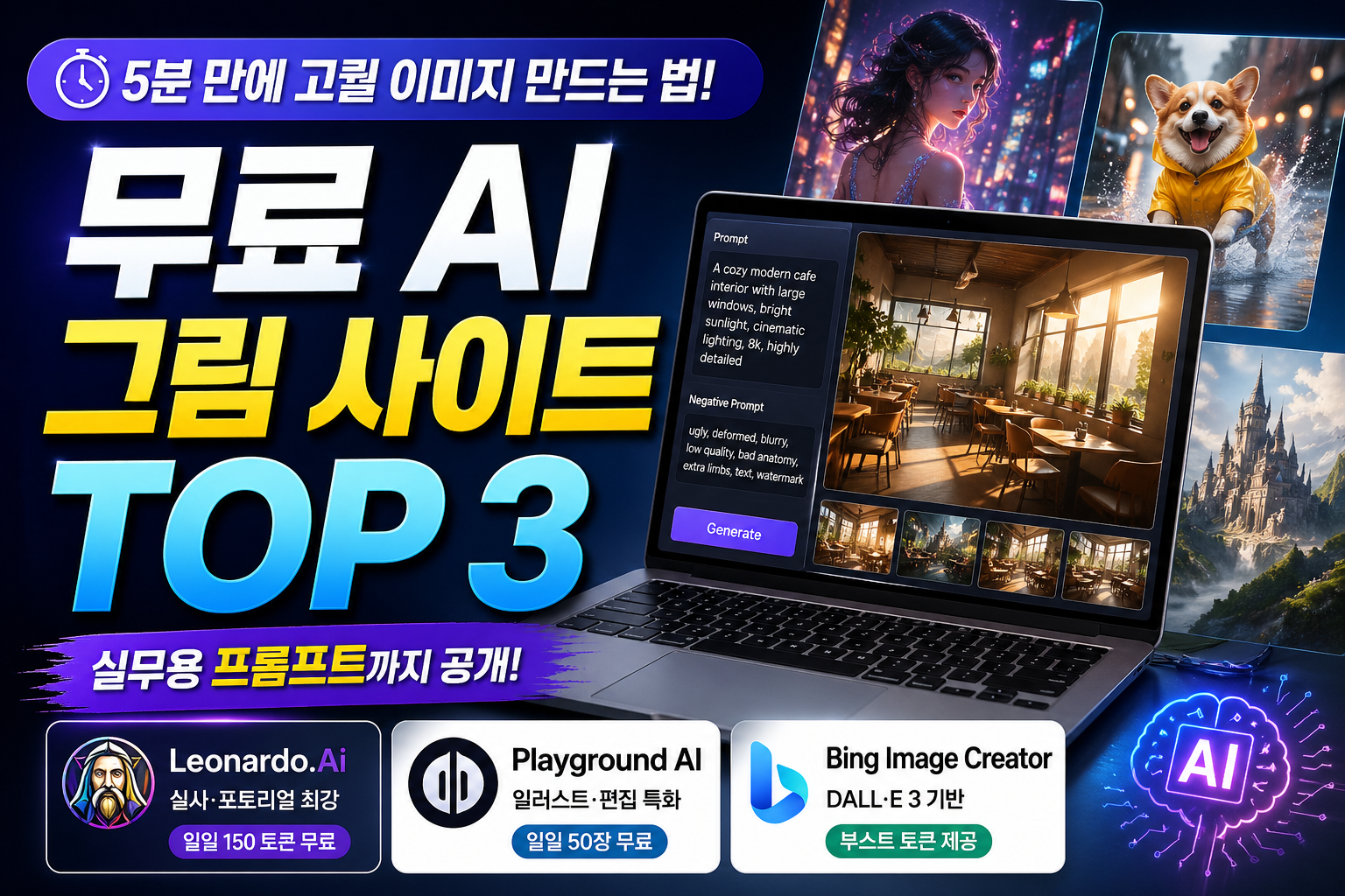 실무 활용 가능한 상업용 무료 AI 그림 사이트 추천 및 프롬프트 가이드