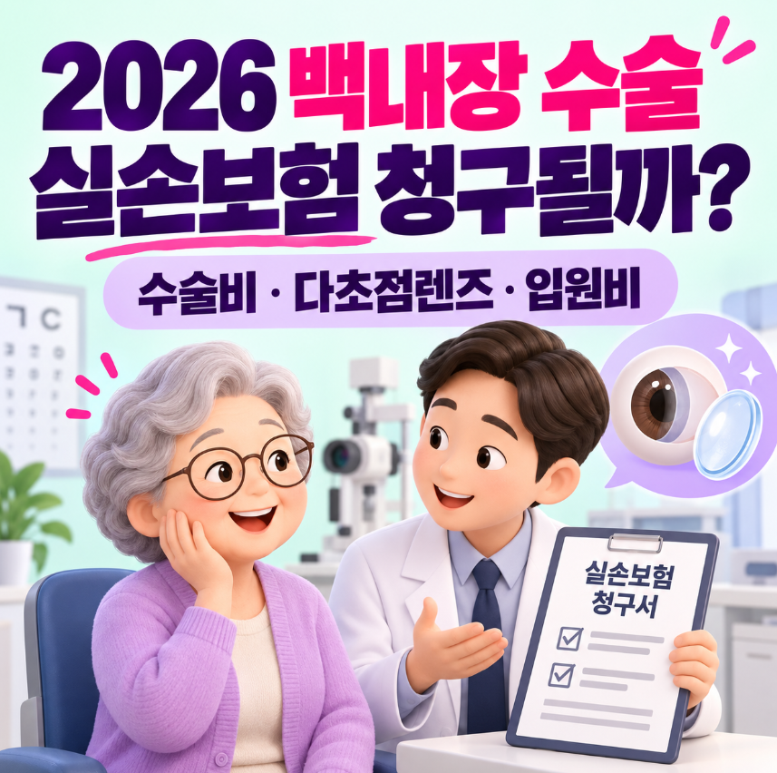 2026 백내장 수술 실손보험 청구될까?｜수술비&middot;다초점렌즈&middot;입원비 보장 여부 총정리