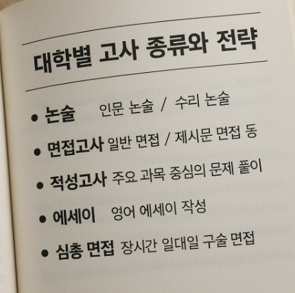 대학별 고사종류와 전략