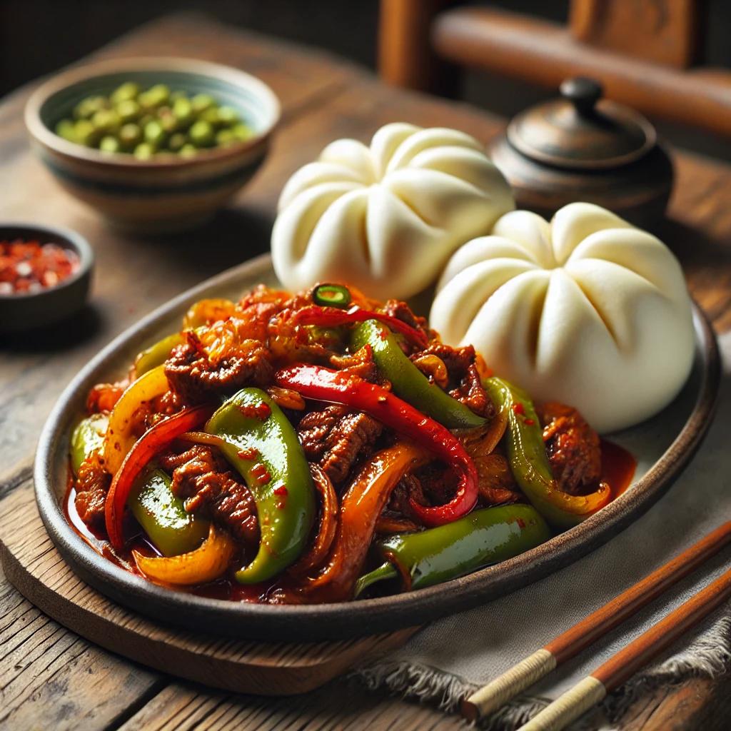 고추잡채 꽃빵
