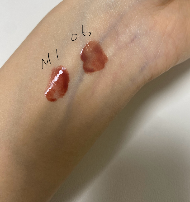 세잔느 Cezanne 틴트 06 과 매트틴트 M1 색상 비교