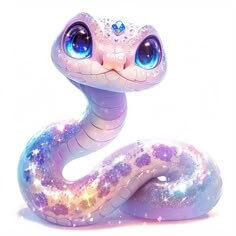 푸른-눈을가지고-보라빛을-띄며-또아리를-틀고있는-귀엽게-생긴-뱀-일러스트